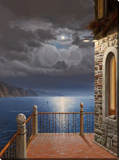 Постер Балкон с видом на ночное море