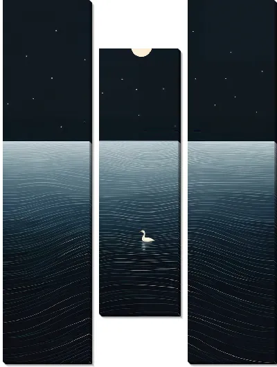 Модульная картина Утка в ночном море