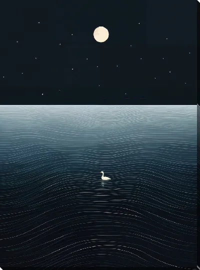 Картина маслом Утка в ночном море