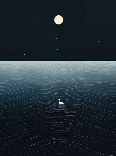Плакат Утка в ночном море