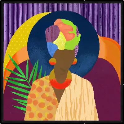 Женщина без лица на фоне ветви