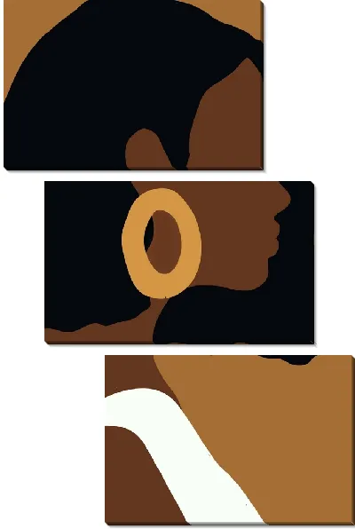 Модульная картина Африканка без лица с серьгой