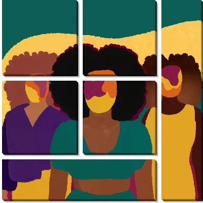 Модульная картина Безликие африканки