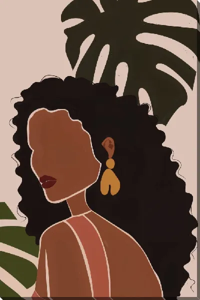 Картина маслом Безликая под монстерой