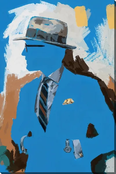 Картина маслом Безликий синий мужчина