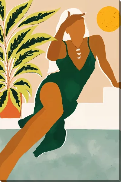 Картина маслом Безликая у бассейна