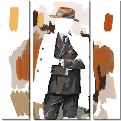 Модульная картина Человек без лица в шляпе