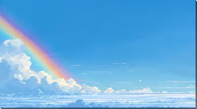 Картина маслом Радуга и облака в небе