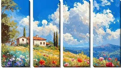 Модульная картина Дом и облака
