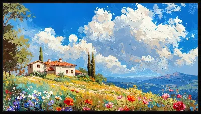 Картина Дом и облака