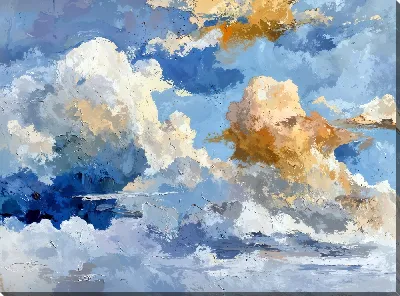 Картина маслом Голубое небо абстрактных облаков