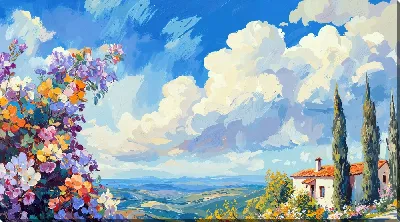 Картина маслом Пейзаж с облаками №2