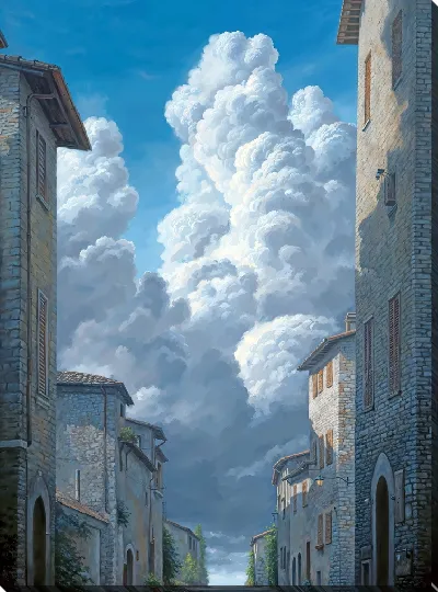 Картина маслом Облака в городе