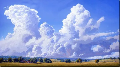 Картина маслом Облака над полем