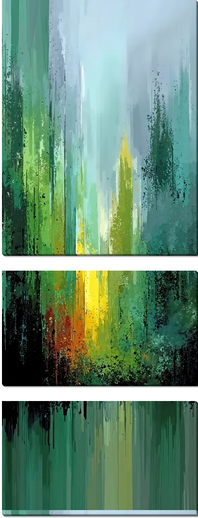 Модульная картина Современная зеленая абстракция для интерьера