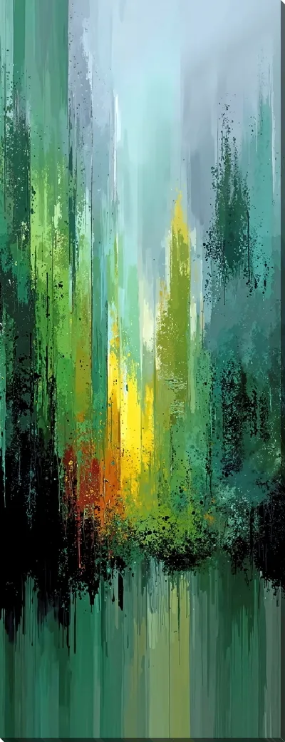 Картина маслом Современная зеленая абстракция для интерьера