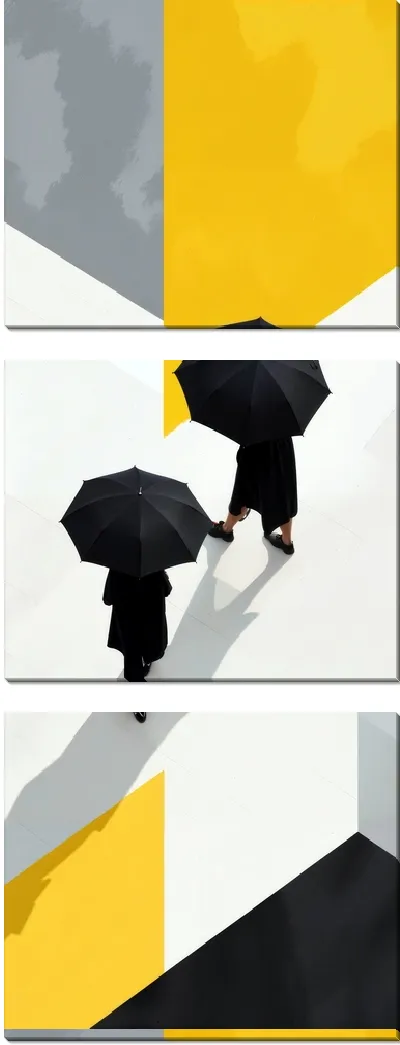 Модульная картина Двое под черными зонтами