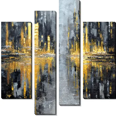 Модульная картина Черная абстракция пейзажа