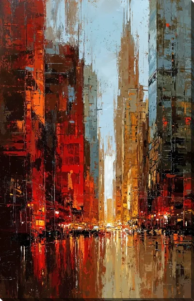 Картина маслом Современный городской пейзаж абстракция