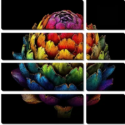 Модульная картина Артишок на черном фоне