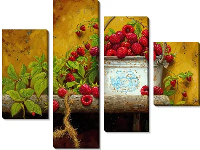 Модульная картина Малина в ведре