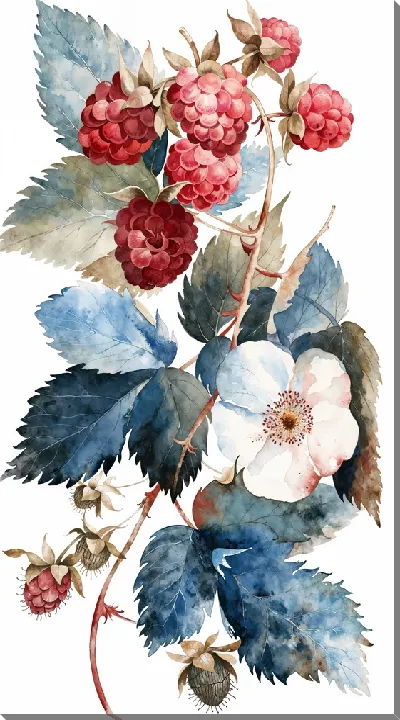 Картина маслом Малина с цветами