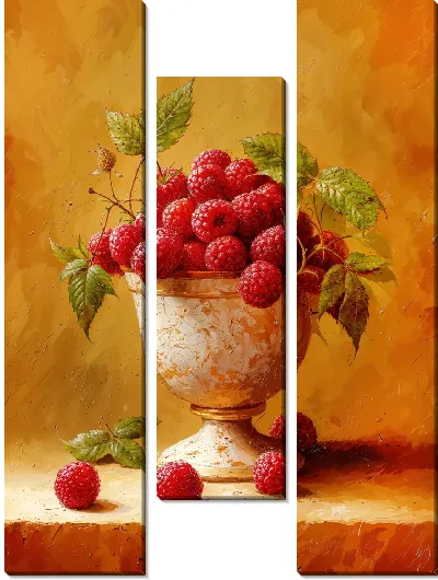 Модульная картина Натюрморт с малиной