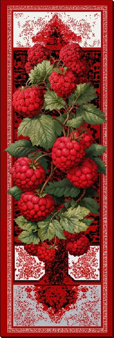 Картина маслом Стиль малина ягоды как листья