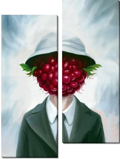 Модульная картина Малина как лицо