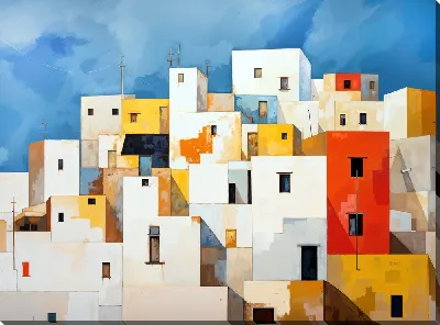 Картина маслом Над крышами №3