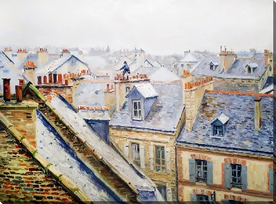 Картина маслом Над крышами №8