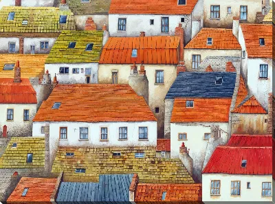 Картина маслом Над крышами №9