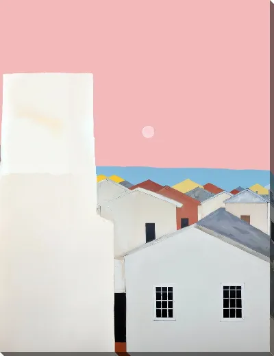 Картина маслом Над крышами №16