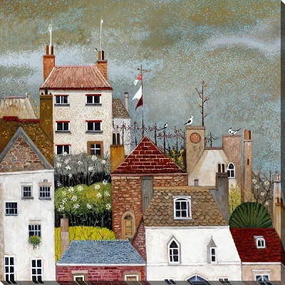 Картина маслом Над крышами №19