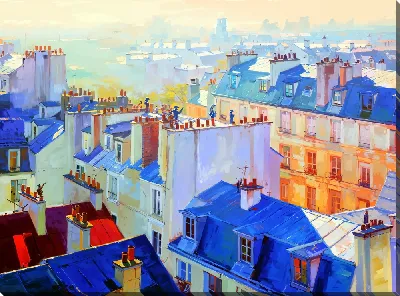 Картина маслом Над крышами №20