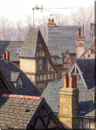 Картина маслом Над крышами №21