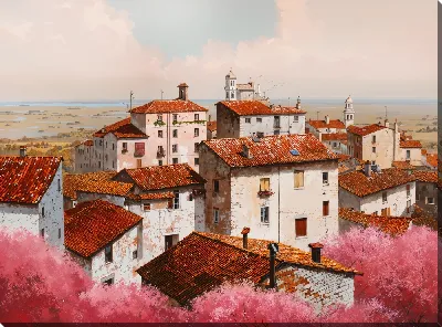 Картина маслом Над крышами №24