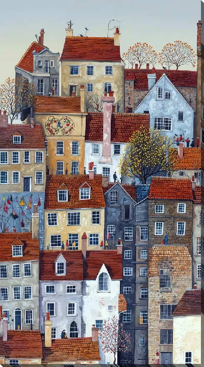 Картина маслом Над крышами №25