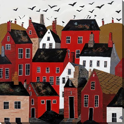 Картина маслом Над крышами №26