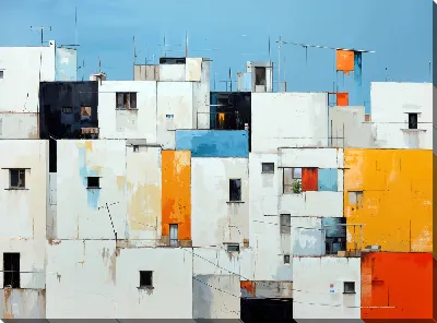 Картина маслом Над крышами №30