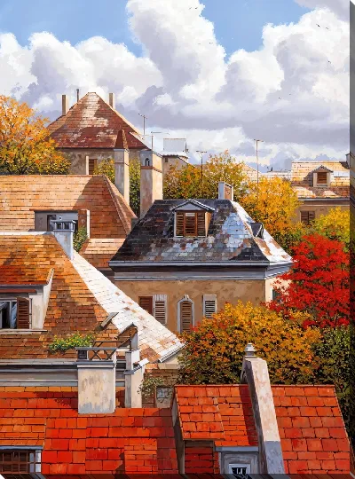 Картина маслом Над крышами №31