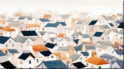 Картина маслом Над крышами №34