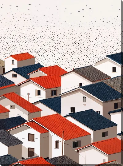 Картина маслом Над крышами №35