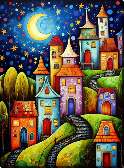 Картина маслом Над крышами №37