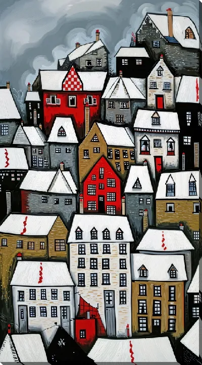 Картина маслом Над крышами №68