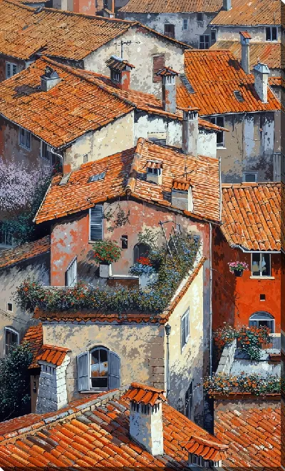 Постер Красные крыши итальянских домов