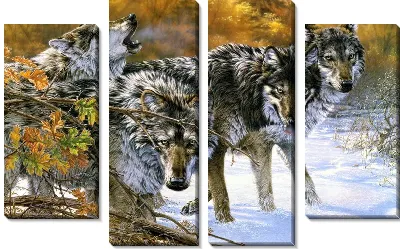 Модульная картина Волки (Wolves)