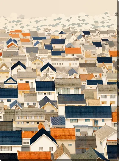 Картина маслом Крыши домов №1