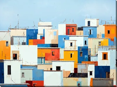 Картина маслом Крыши домов №2