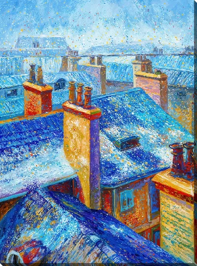 Картина маслом Крыши домов №3